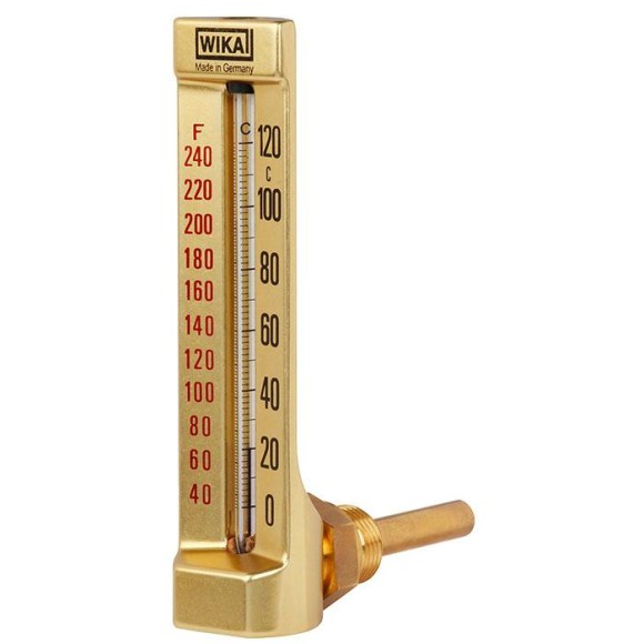 MACHINE GLASS THERMOMETER -WIKA MODEL 32-90* ANGLE TYPE